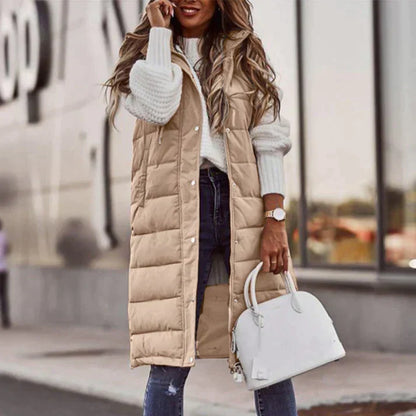 Women's Long Sleeveless Winter Vest with Hood - Buy 1, Get Free Shipping