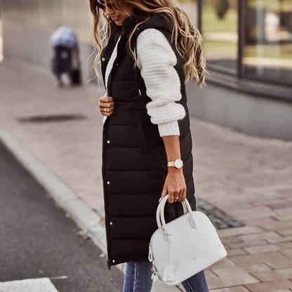 Women's Long Sleeveless Winter Vest with Hood - Buy 1, Get Free Shipping